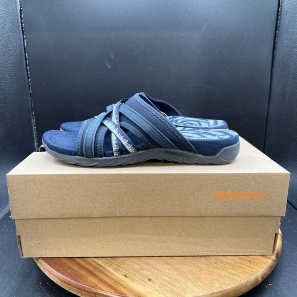 Merrell Womens Size 5 Terran 3 Cush Slide Navy Blue Slip On Sandals J002726 - Picture 1 of 10